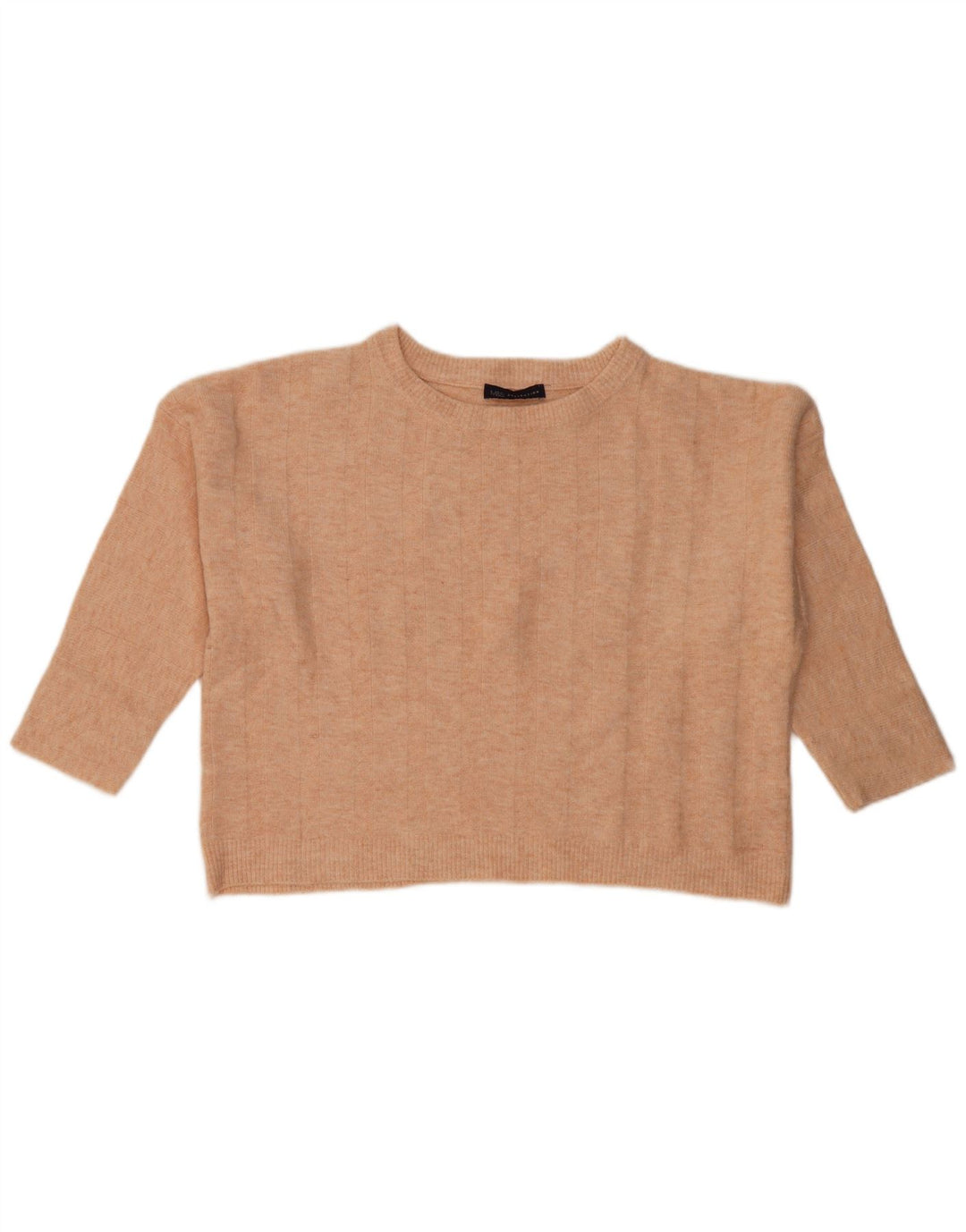 Marks & Spencer Damen Crop Pullover mit Rundhalsausschnitt, UK 14, Mittelrosa