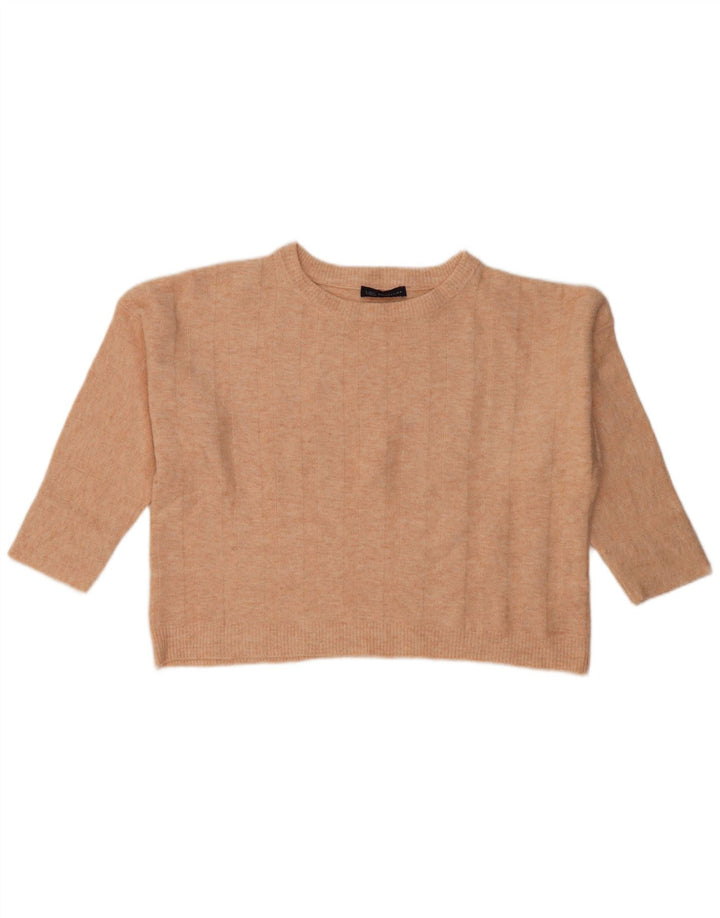 Marks & Spencer Damen Crop Pullover mit Rundhalsausschnitt, UK 14, Mittelrosa