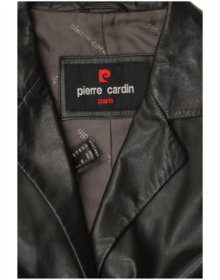 Pierre Cardin Damen-Blazerjacke mit 3 Knöpfen, Gr. 14, großes schwarzes Leder