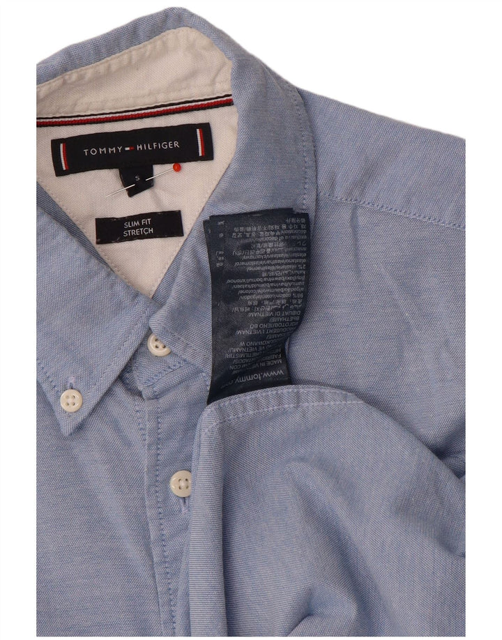 Tommy Hilfiger Herren-Slim-Fit-Hemd, klein, aus blauer Baumwolle