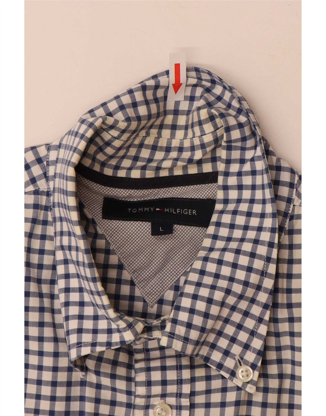 Tommy Hilfiger Herrenhemd, große blaue Gingham-Baumwolle