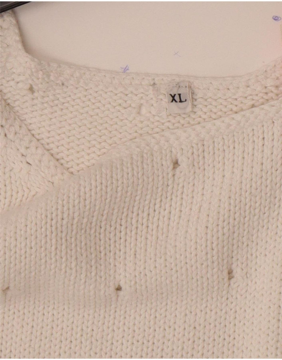 Vintage Damen Pullover mit U-Boot-Ausschnitt UK 18 XL Weiß