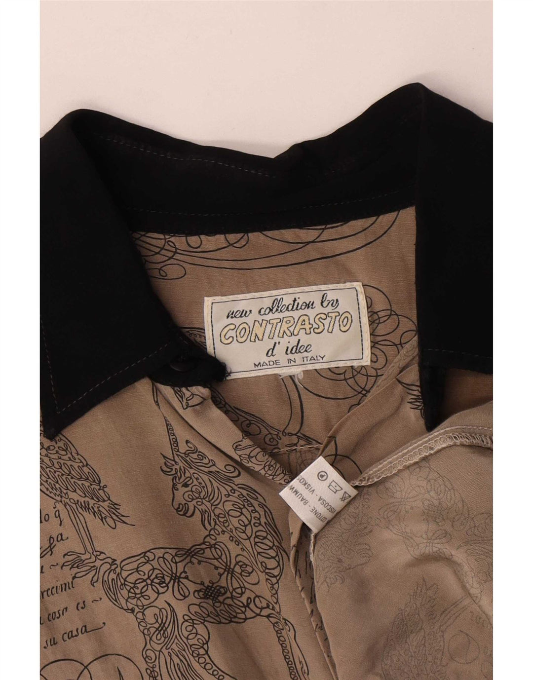 Vintage Herren-Kurzarmhemd mit abstraktem Muster, große graue Baumwolle