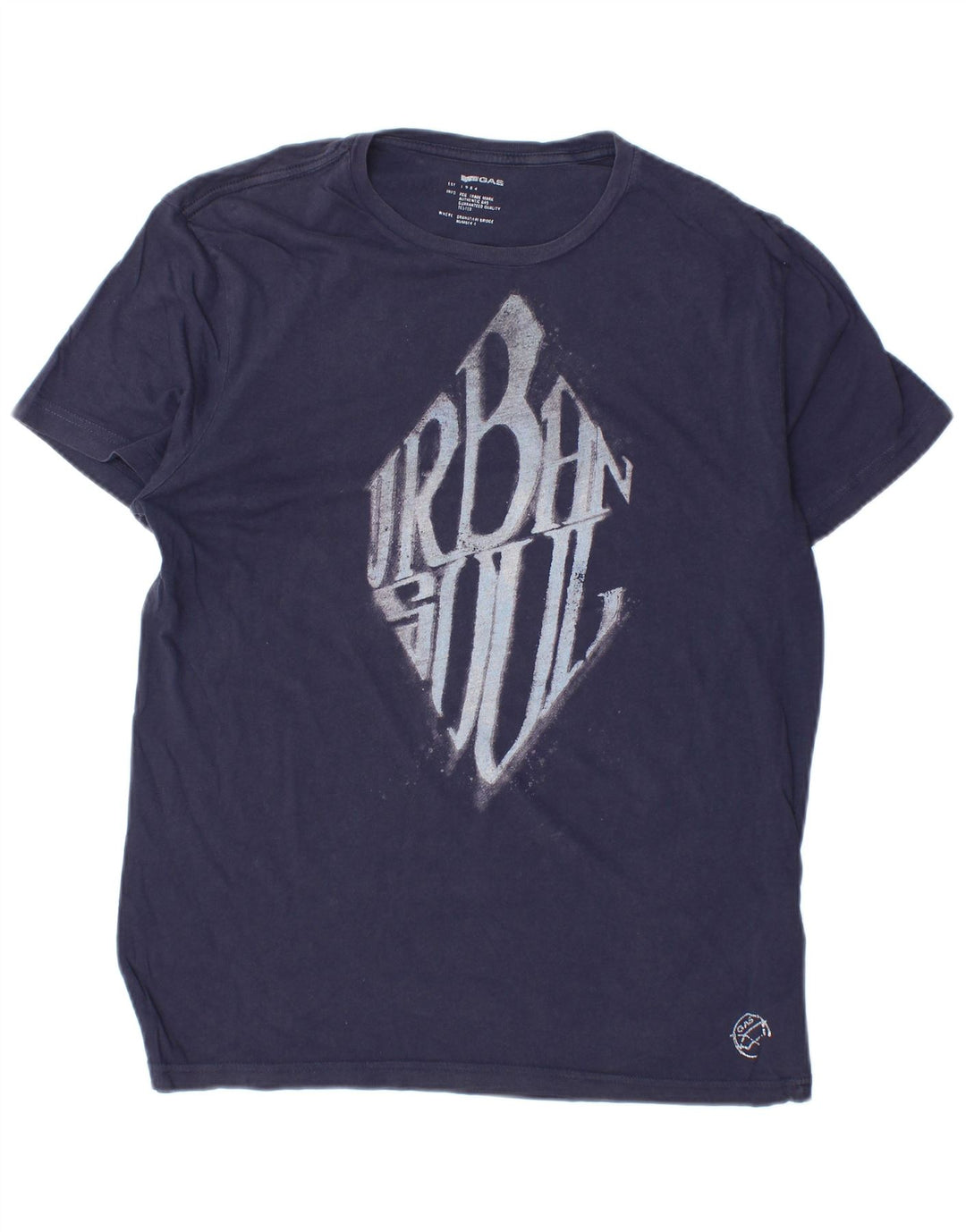 Gas Herren-T-Shirt mit Grafik, mittlere Marineblau-Baumwolle