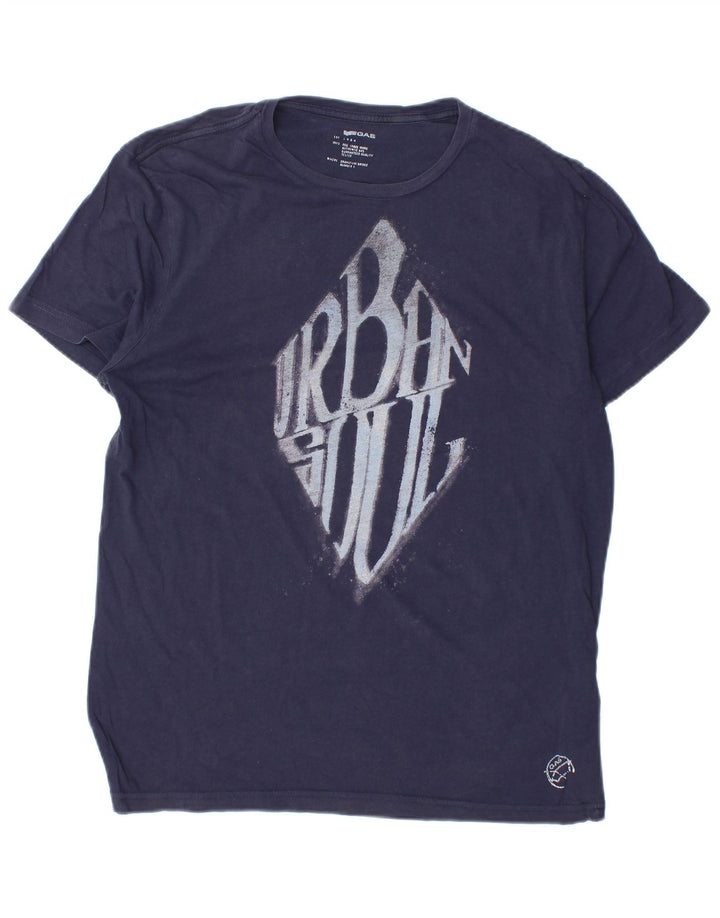 Gas Herren-T-Shirt mit Grafik, mittlere Marineblau-Baumwolle