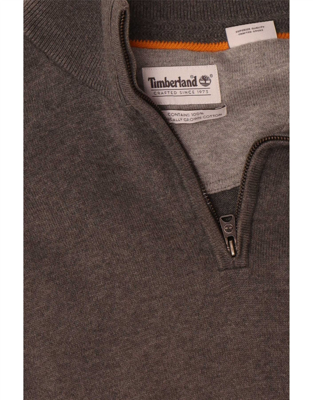 Timberland Herren-Pullover mit Reißverschluss am Hals, kleine graue Baumwolle