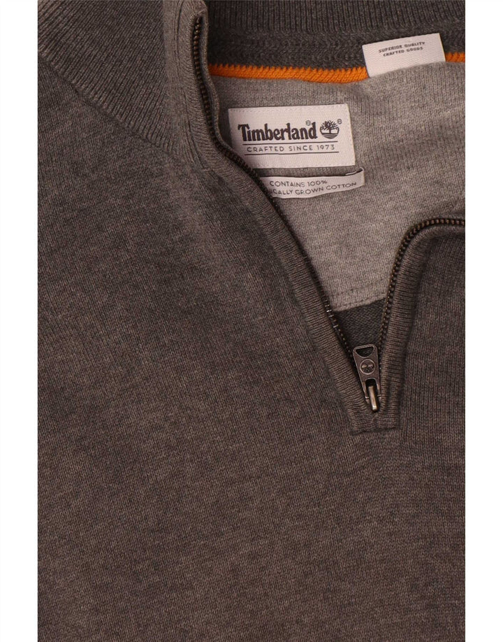 Timberland Herren-Pullover mit Reißverschluss am Hals, kleine graue Baumwolle