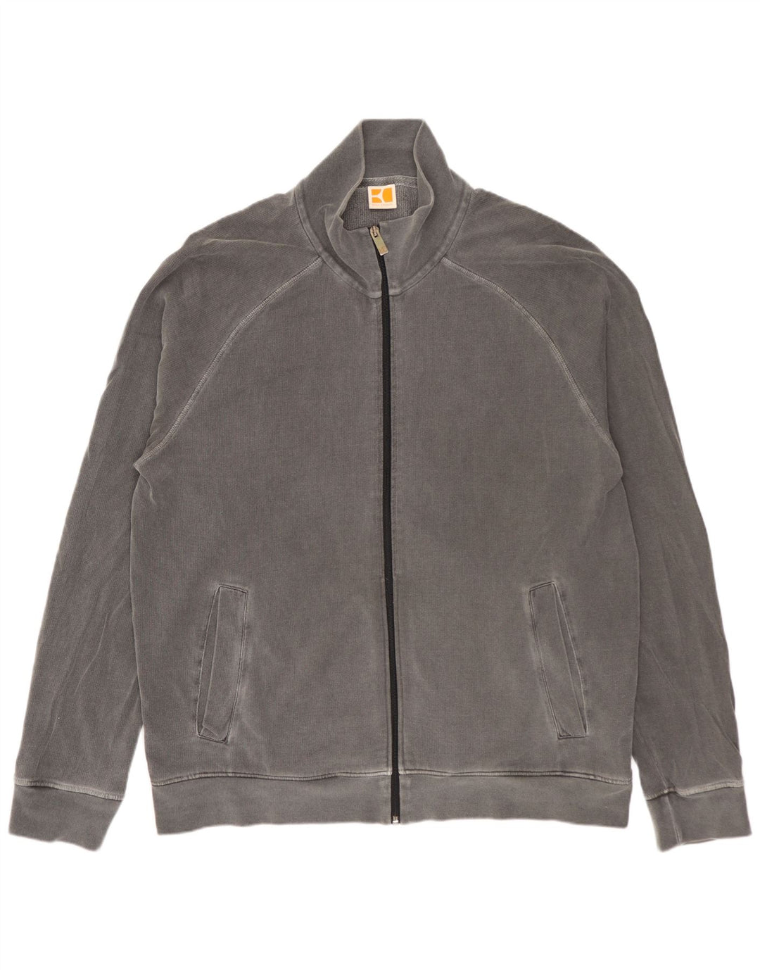 Hugo Boss Herren-Trainingsanzugoberteil, Jacke, 2XL, graue Baumwolle