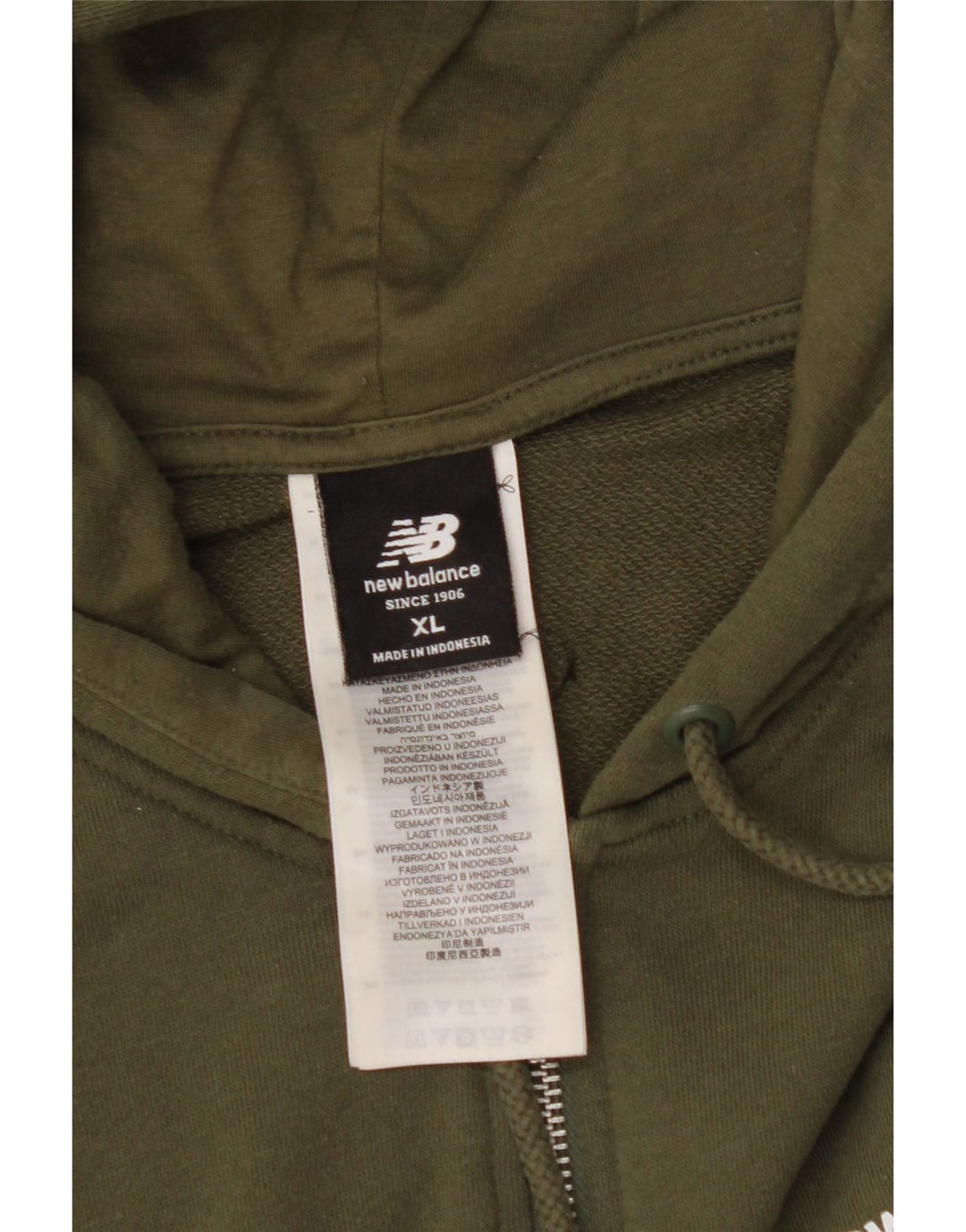 NEW BALANCE Herren Zip Hoodie Pullover XL Khaki Baumwolle