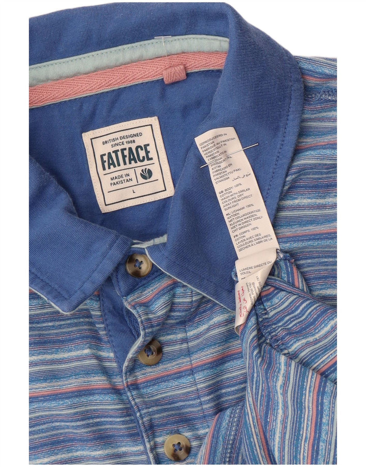 Fat Face Herren-Poloshirt, groß, blau gestreift, Baumwolle