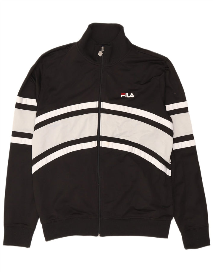 Fila Herren-Trainingsanzug-Top-Jacke, großes schwarzes Farbblock-Polyester