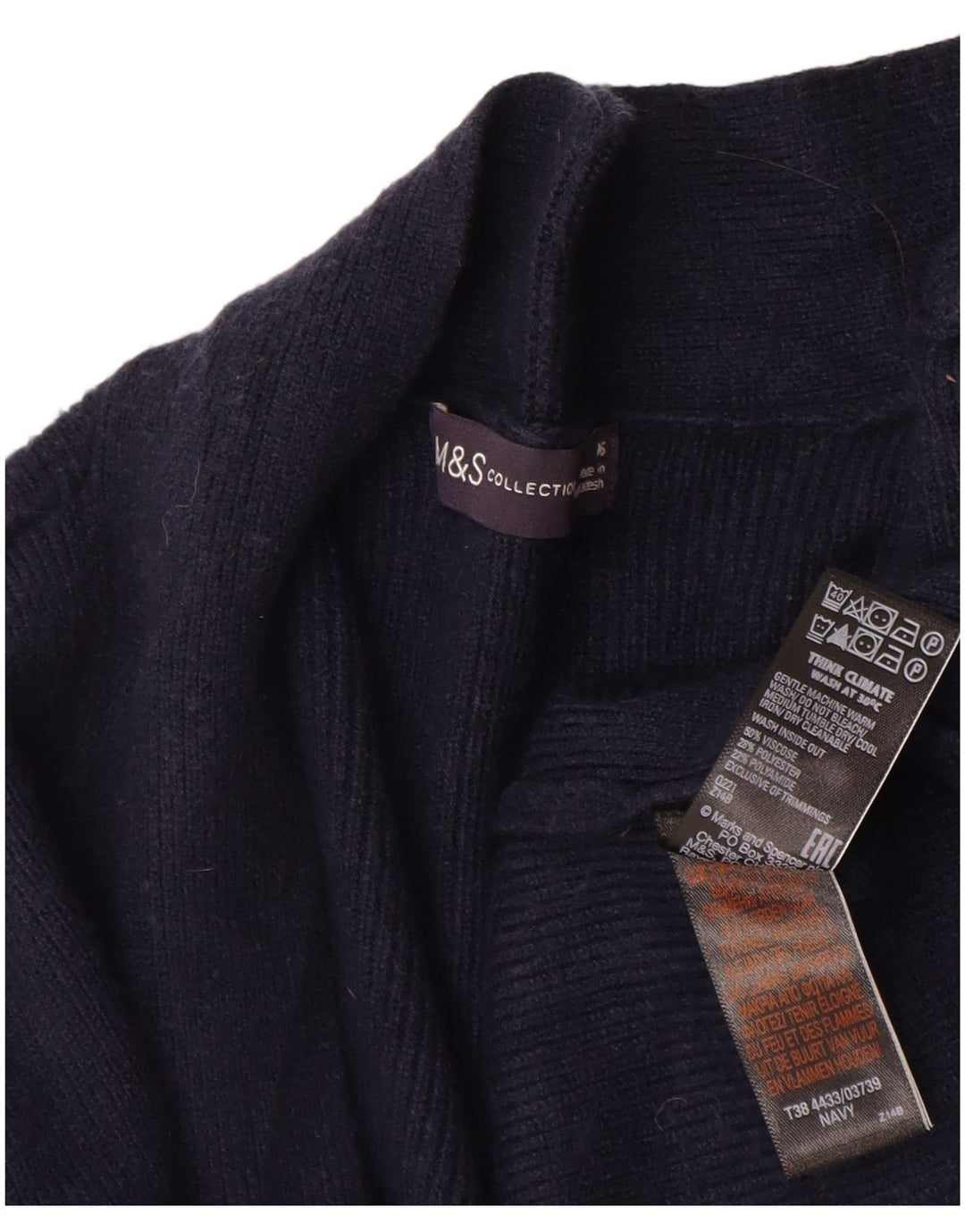Marks & Spencer Damen Longline Open Cardigan Pullover UK 16 Large Marineblau