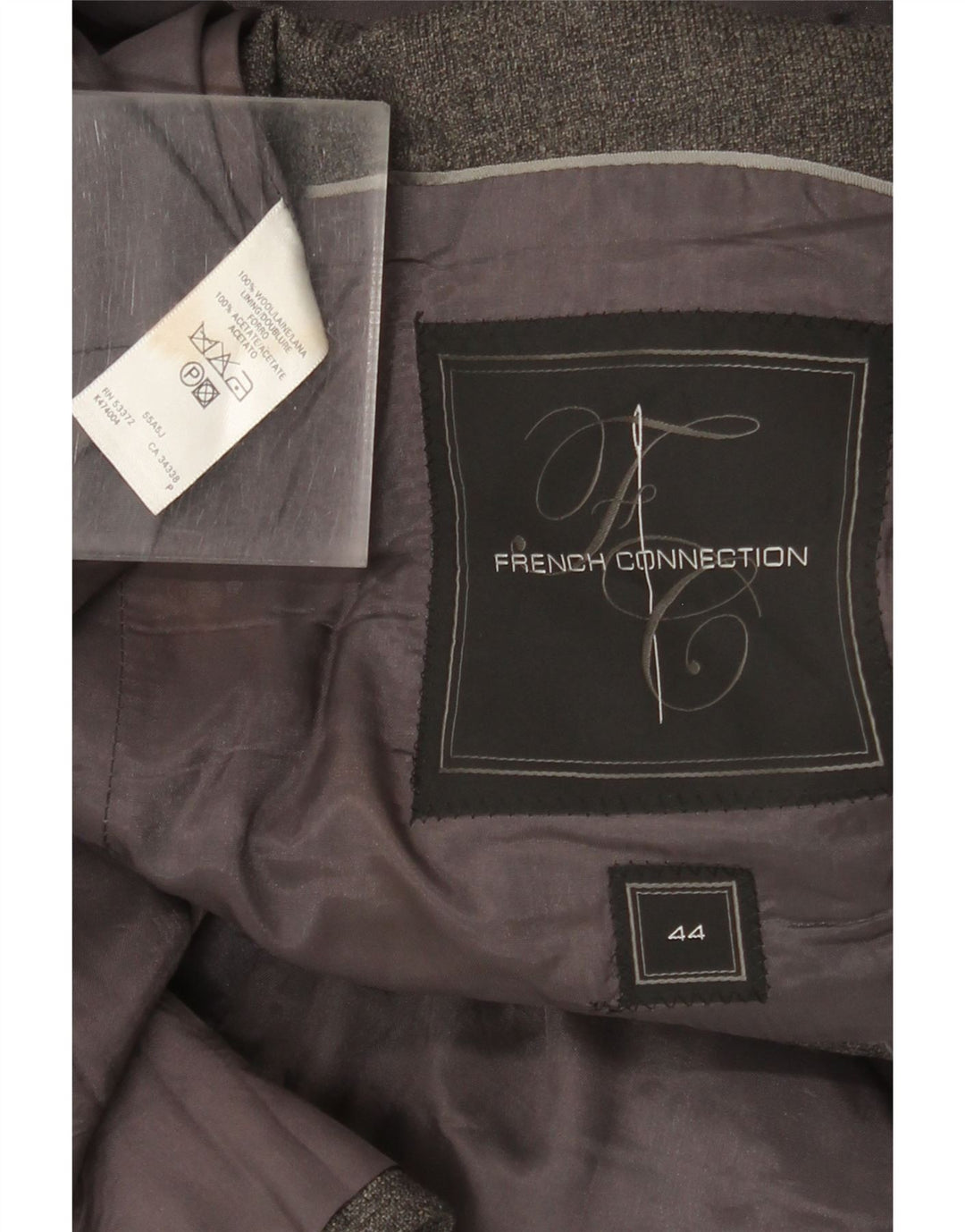 French Connection Herren-Blazer mit 2 Knöpfen, UK 44, 2XL, graue Wolle