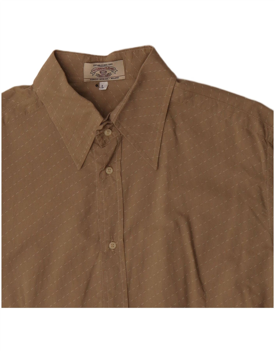 Armani Jeans Herrenhemd, groß, beige, gestreift, Baumwolle
