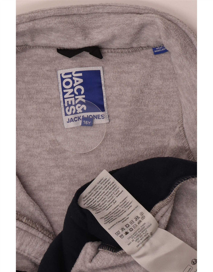 Jack & Jones Fleecejacke für Jungen, 15–16 Jahre, graues Colourblock-Polyester