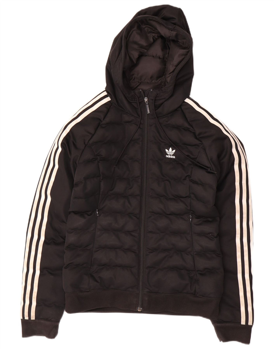 ADIDAS Wattierte Damenjacke mit Kapuze, UK 12, Mittelschwarz, Polyester