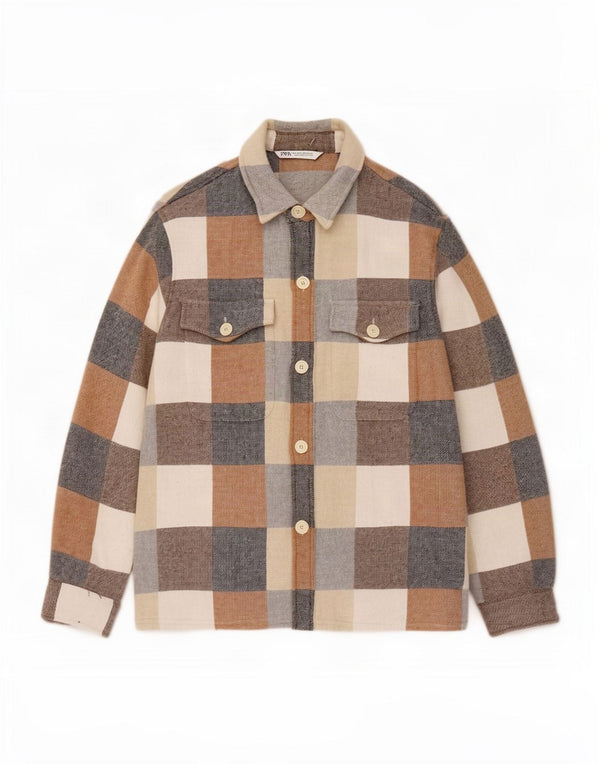 Zara Mens Flannel Shirt Large Multicoloured Check Cotton