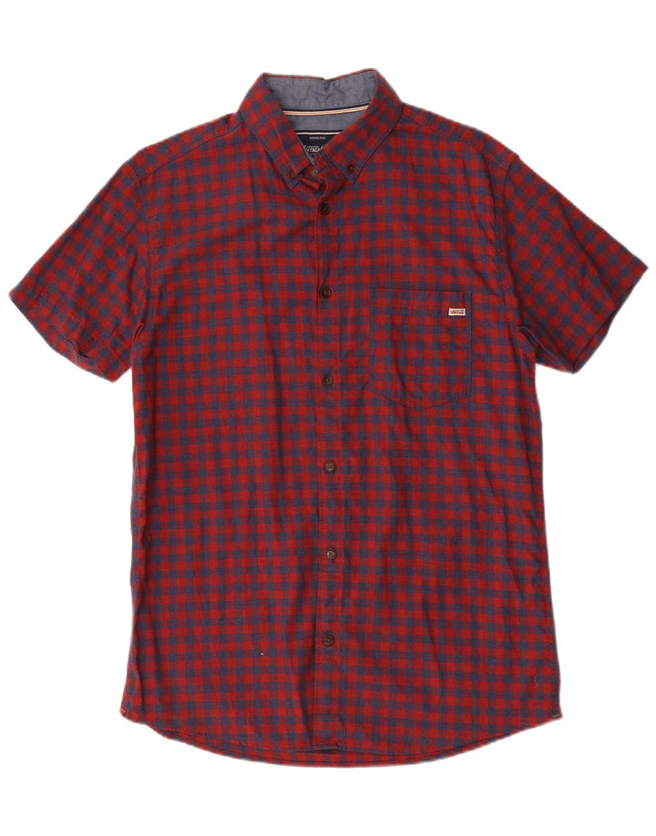 Jack & Jones Herren-Kurzarmhemd, großes rotes Gingham-Baumwolle