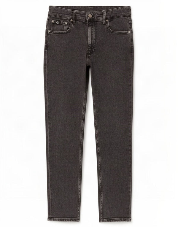 Calvin Klein Damen Tapered Jeans W28 L27 Graue Baumwolle