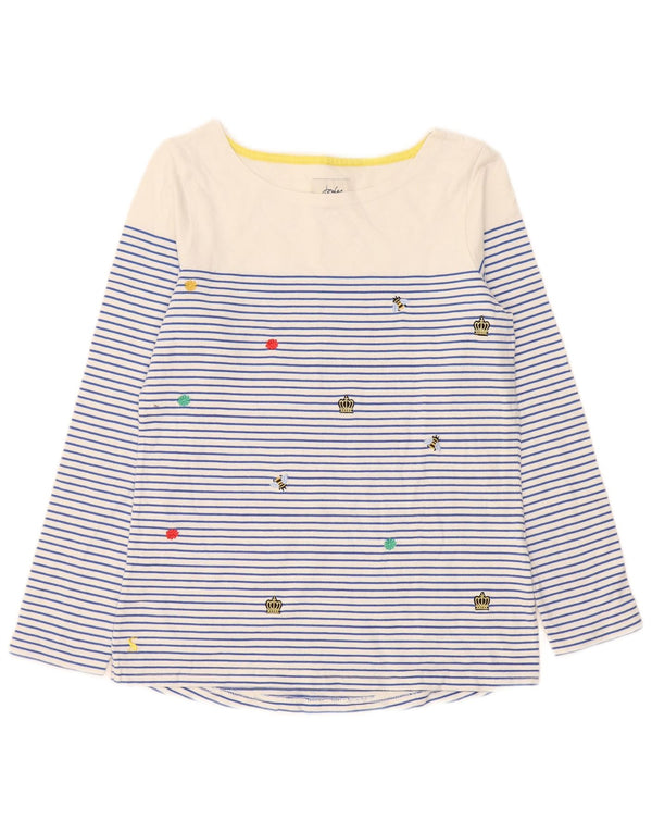 Joules Womens Graphic Top Langarm UK 10 Small Blau gestreift Baumwolle