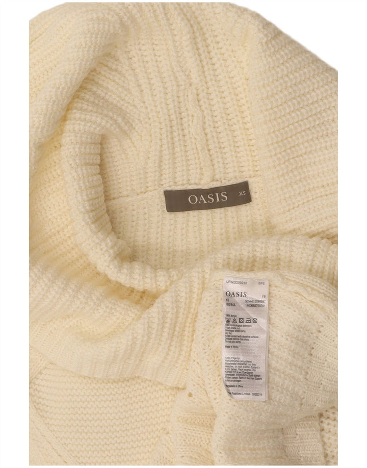 OASIS Womens Roll Neck Jumper Sweater UK 6 XS Off White Polyacrylic