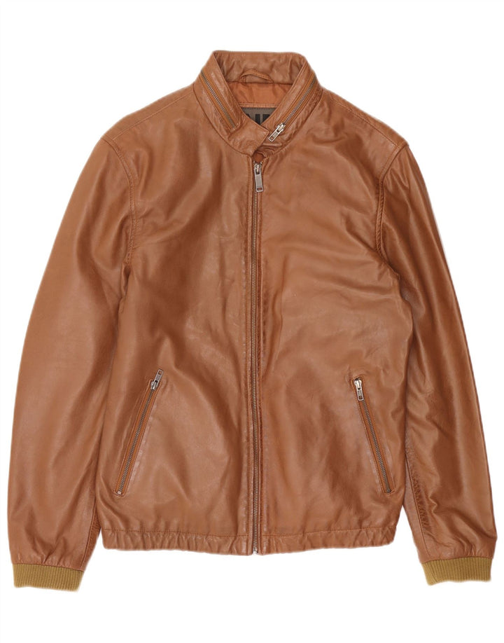 AIM Herren-Bomber-Lederjacke, EU 50, großes braunes Leder