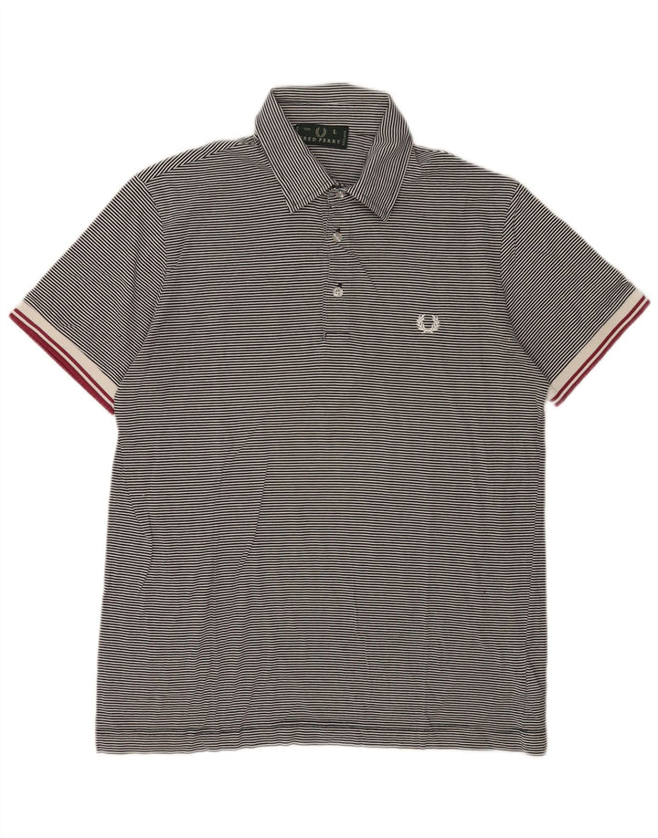Fred Perry Herren-Poloshirt, groß, marineblau, gestreift, Baumwolle