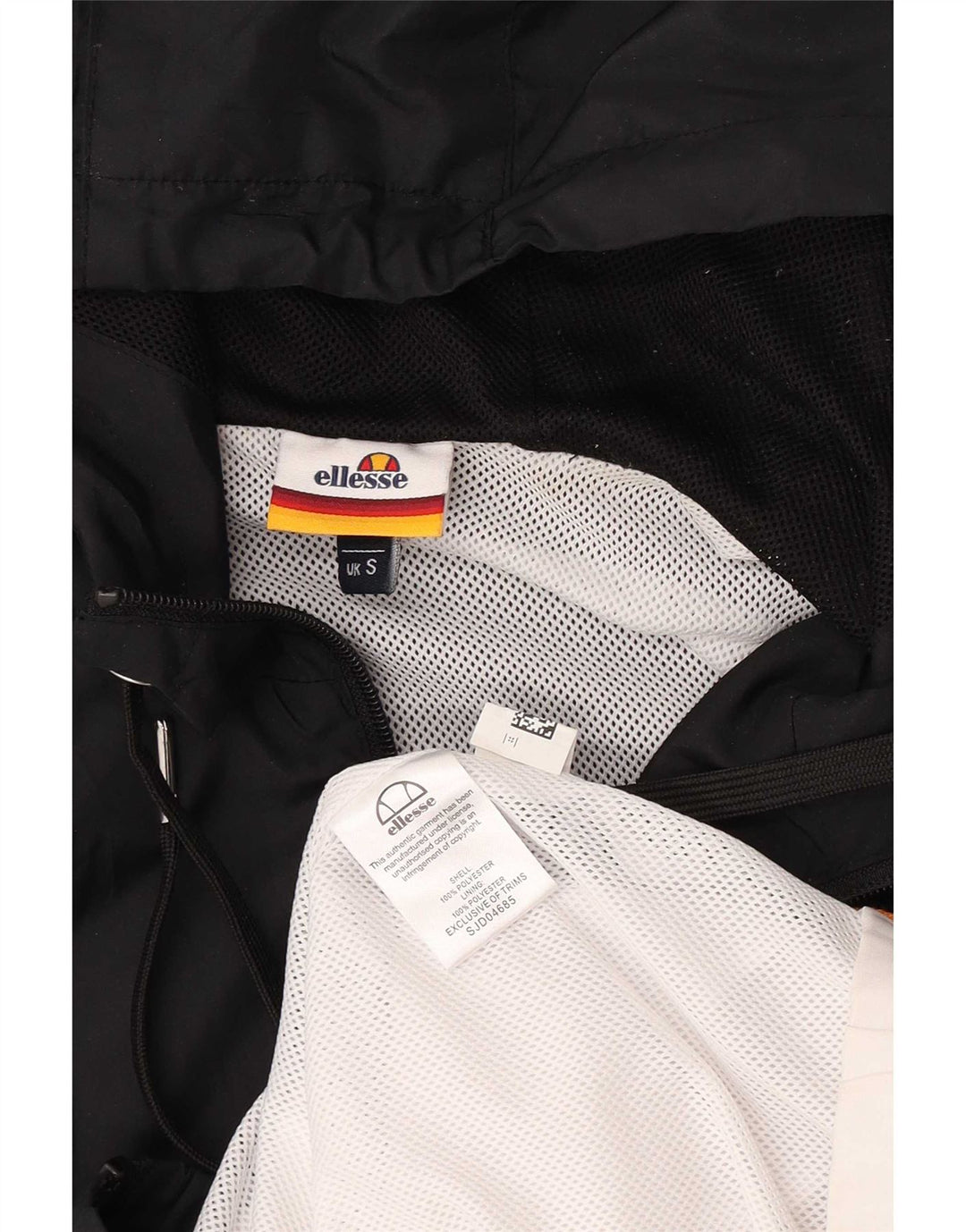 Ellesse Herren-Trainingsanzug mit grafischer Kapuze, Jacke, Größe S, Schwarz, Farbblock