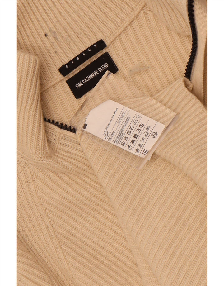 Sisley Herren-Pullover mit Reißverschluss am Hals, Größe S, gebrochenes Weiß, Polyamid