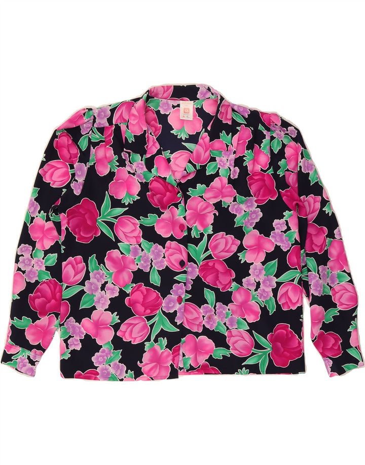 ST. BERNARD Womens Oversized Shirt Blouse UK 16 Large Black Floral Vintage St. Bernard and Second-Hand St. Bernard from Messina Hembry 