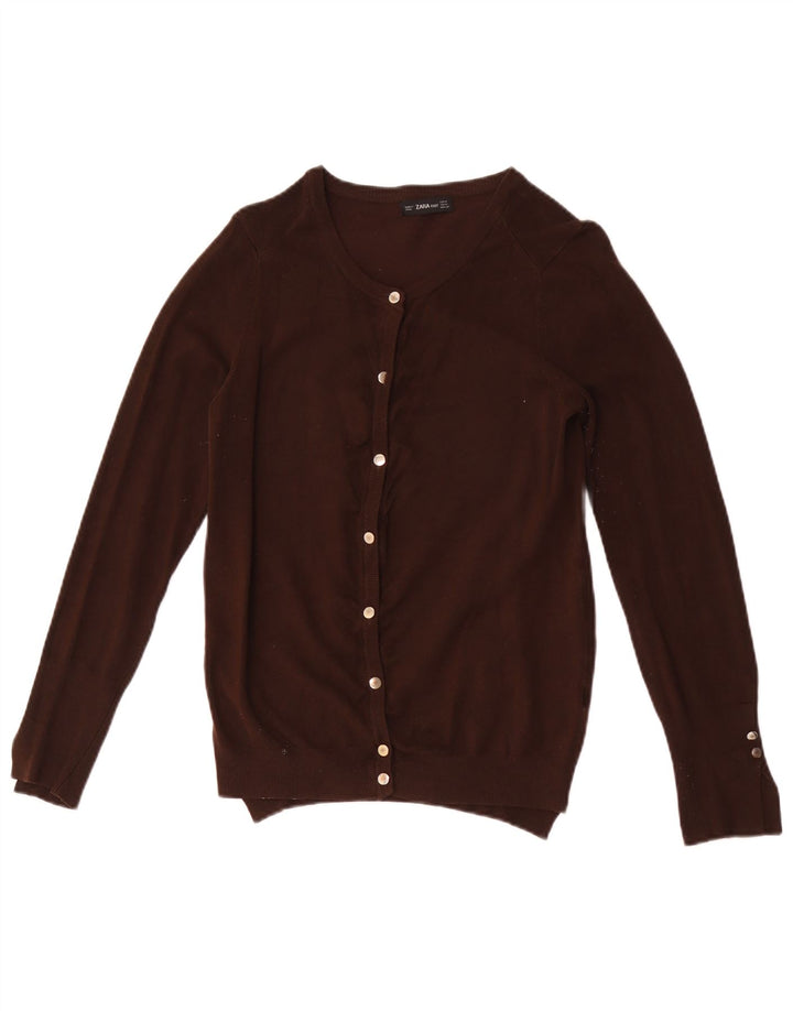 Zara Damen Strickjacke UK 12 Mittelbraune Viskose