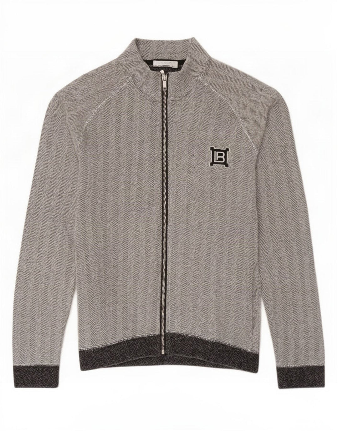 Laura Biagiotti Damen-Trainingsanzug-Oberteil, Jacke, Größe S, Gr. 10, Grau, Fischgrätenmuster