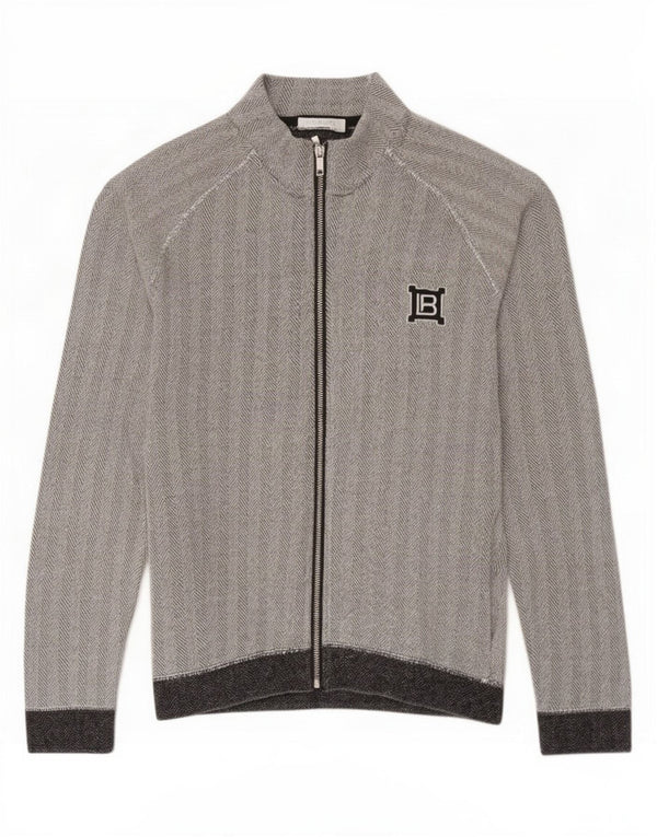 Laura Biagiotti Damen-Trainingsanzug-Oberteil, Jacke, Größe S, Gr. 10, Grau, Fischgrätenmuster