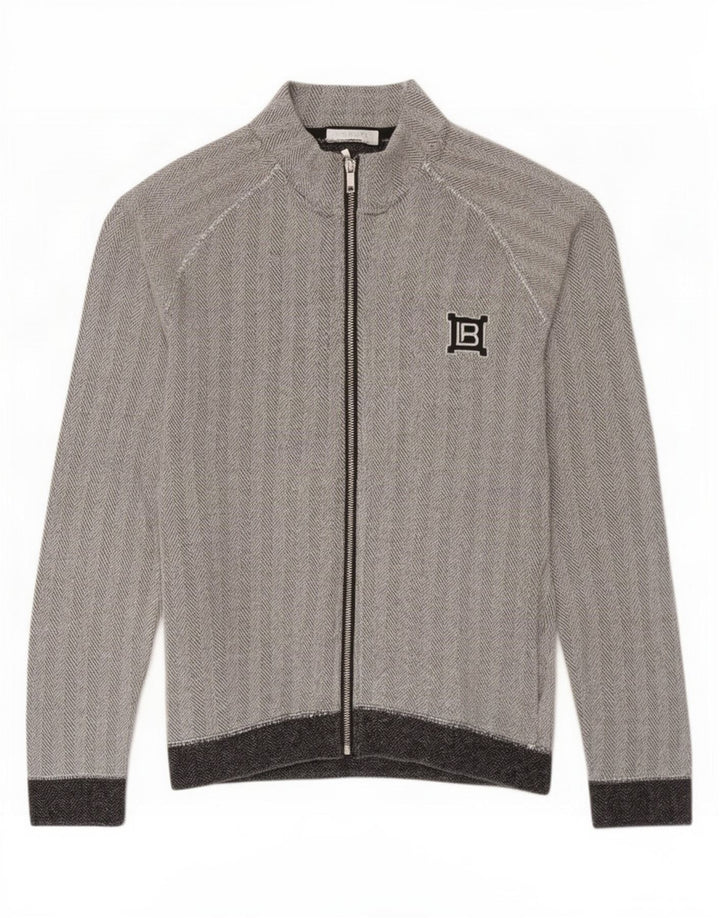 Laura Biagiotti Damen-Trainingsanzug-Oberteil, Jacke, Größe S, Gr. 10, Grau, Fischgrätenmuster