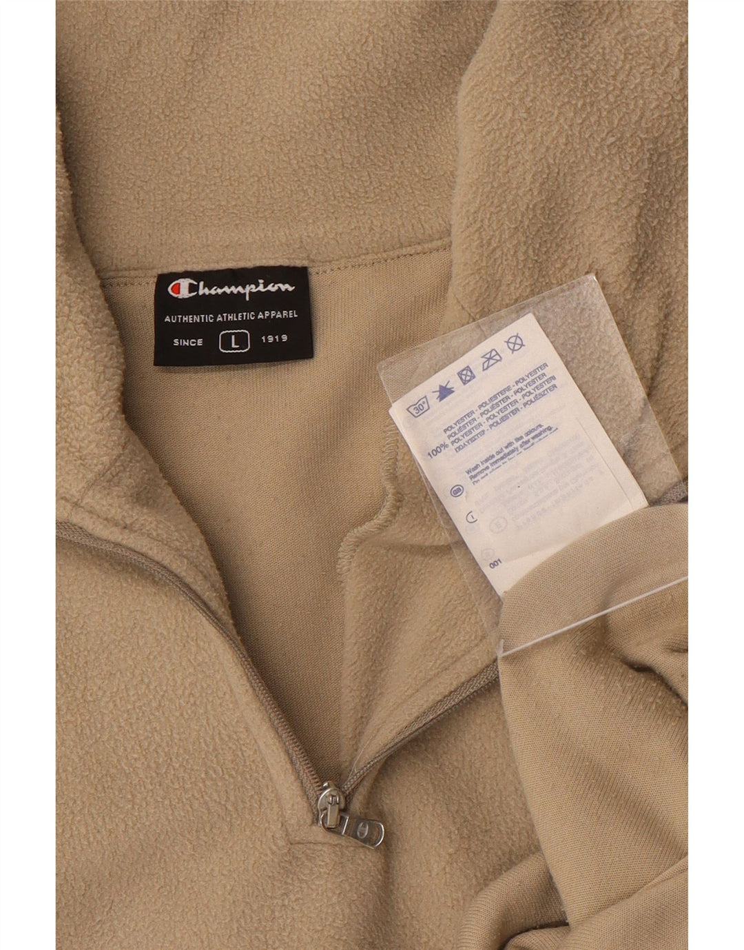 Champion Herren-Fleecepullover mit Reißverschluss am Hals, groß, beige, Polyester