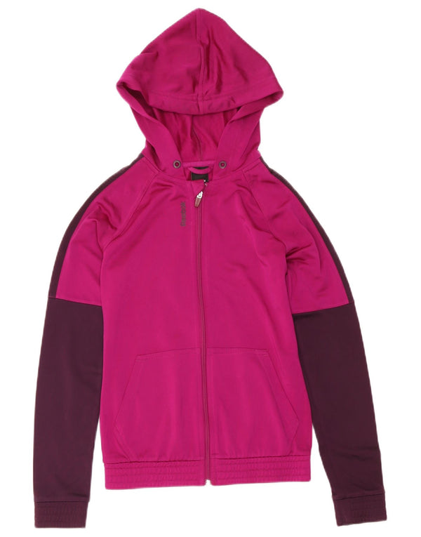 Reebok Womens Zip Hoodie Pullover UK 4/6 XS Rosa Farbblock