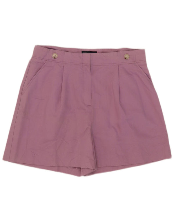 Marks & Spencer Damen-Chinoshorts mit hoher Taille und Klammern, UK 16, L, W38, Flieder