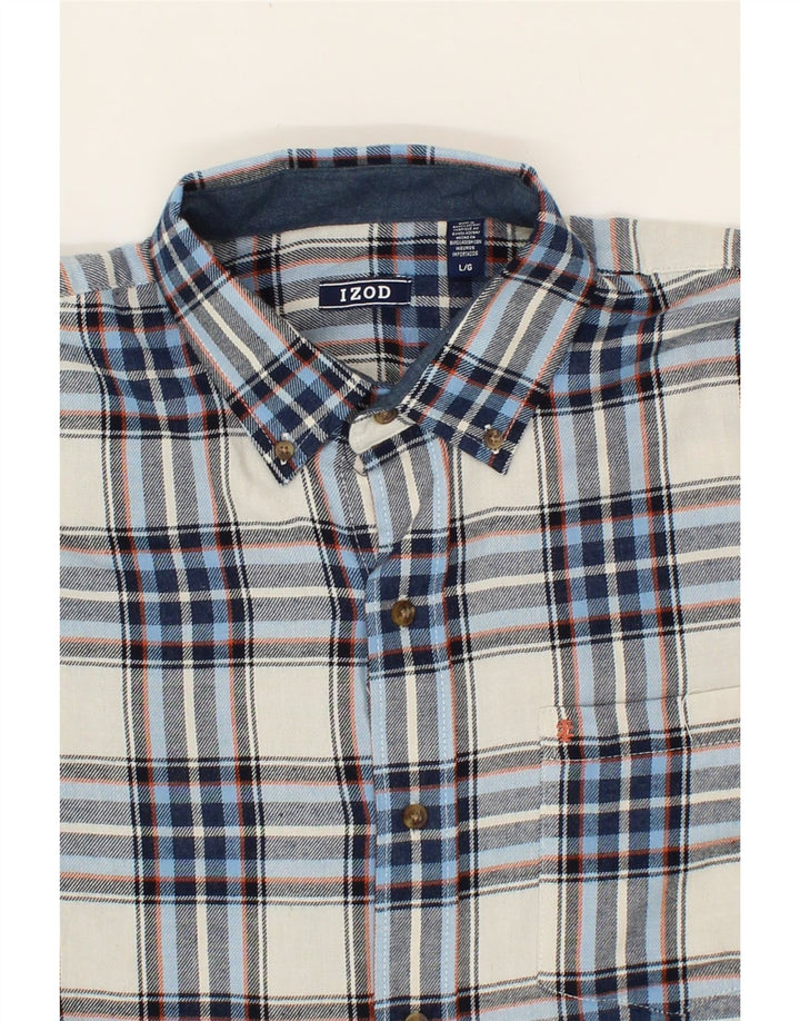 IZOD Mens Flannel Shirt Large Blue Check Cotton Vintage Izod and Second-Hand Izod from Messina Hembry 