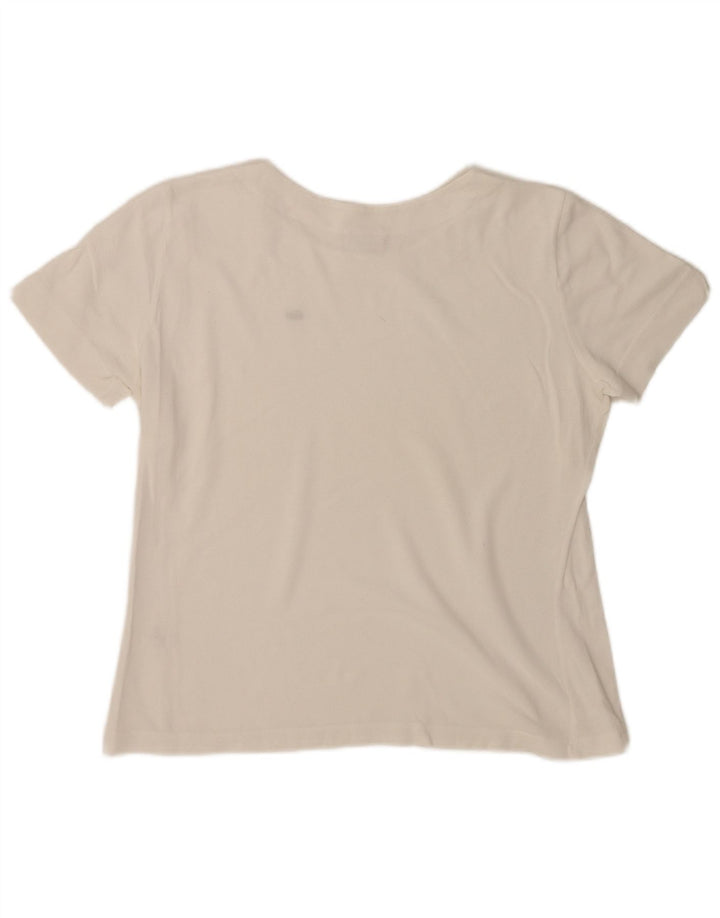 Lacoste Damen T-Shirt Top Größe 46 XL Weiße Baumwolle