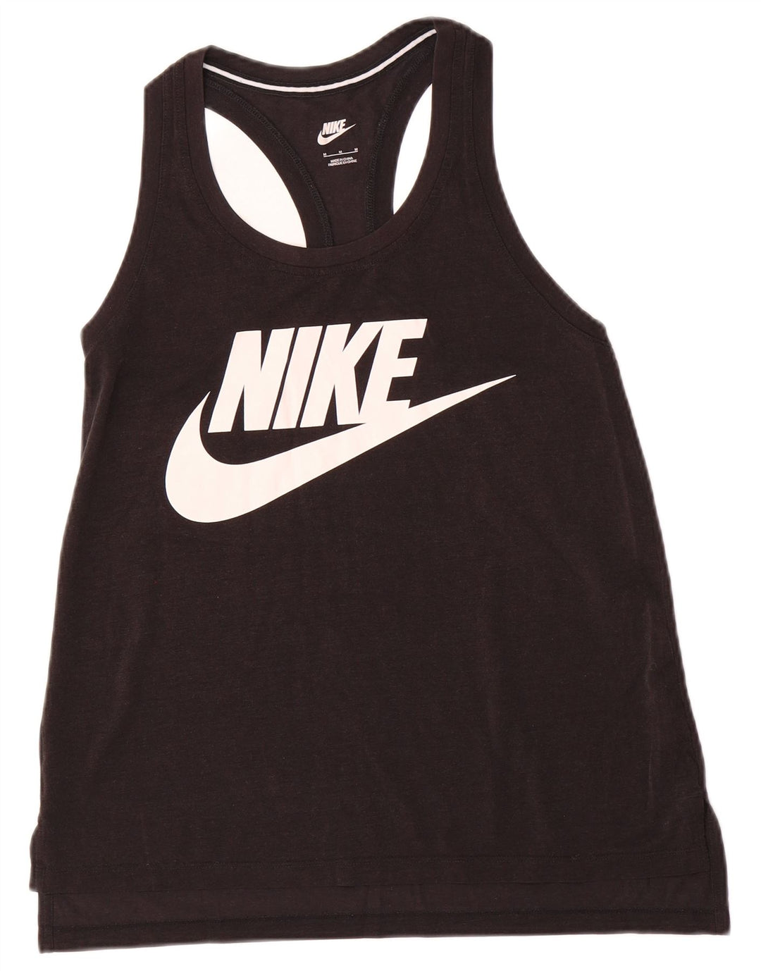 NIKE Damen Graphic Vest Top UK 12 Medium Schwarz