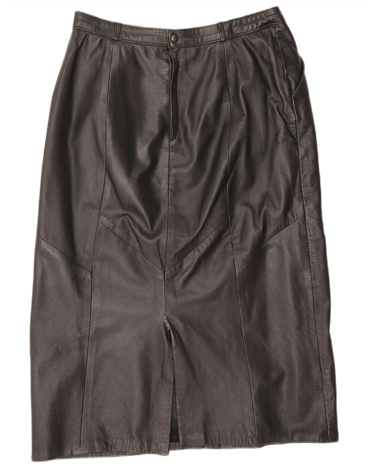 Vintage Damen Lederrock IT 42 Medium W28 Schwarz