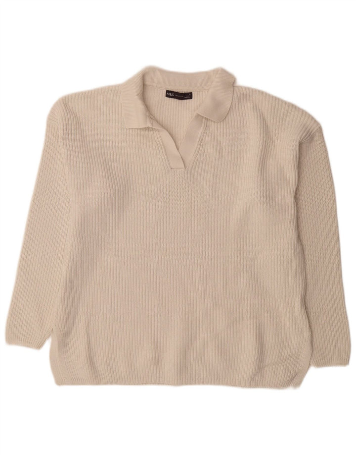 Marks & Spencer Damen-Übergröße UK 14 aus mittelweißer Baumwolle