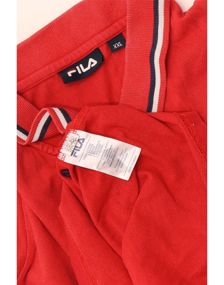 Fila Herren Poloshirt 2XL Rote Baumwolle