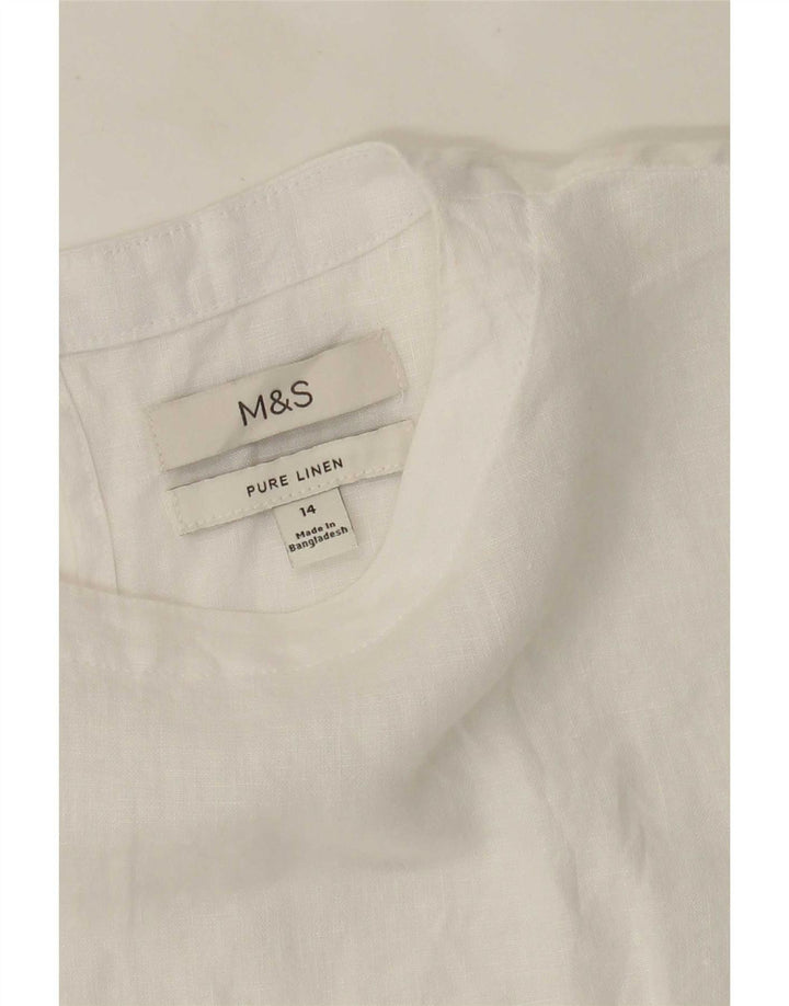 Marks & Spencer Damen-Blusenoberteil in Übergröße, Größe UK 14, Größe L, weißes Leinen