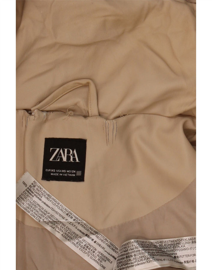Zara Damen-Kapuzen-Übergröße, gepolsterte Jacke, UK 6, XS, Beige, Polyester