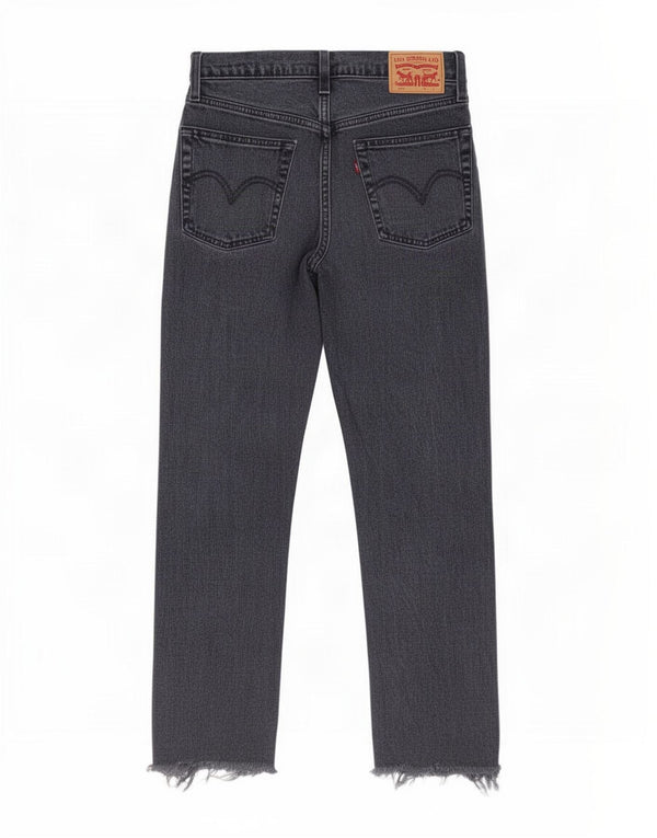 Levi's Damen 501 Crop Straight Jeans W27 L26 Graue Baumwolle