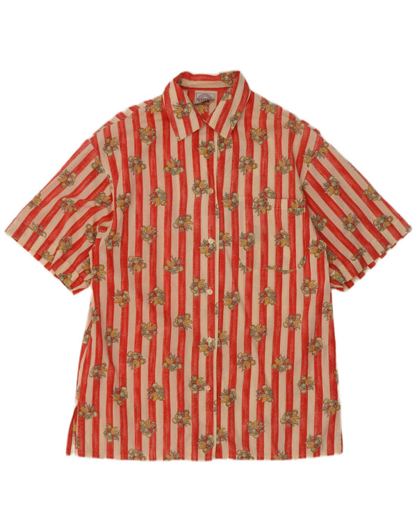 Newpenny Womens Graphic Short Sleeve Shirt UK 14 Große rot gestreifte Baumwolle