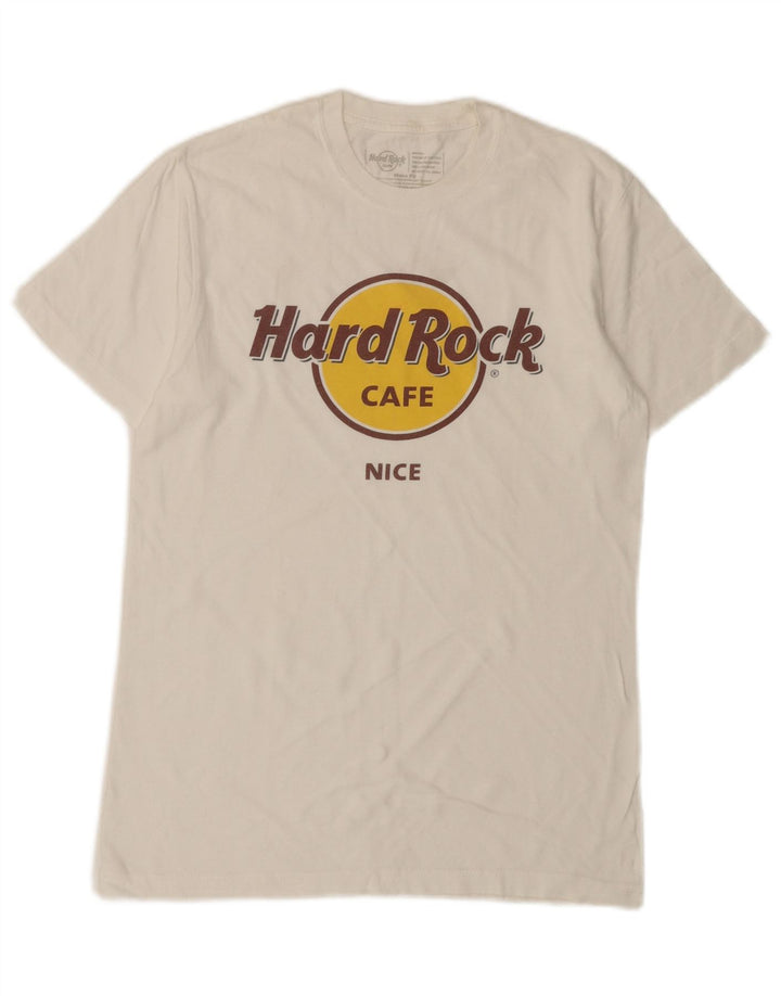 Hard Rock Cafe Herren-T-Shirt mit schöner Grafik, Größe S, aus weißer Baumwolle