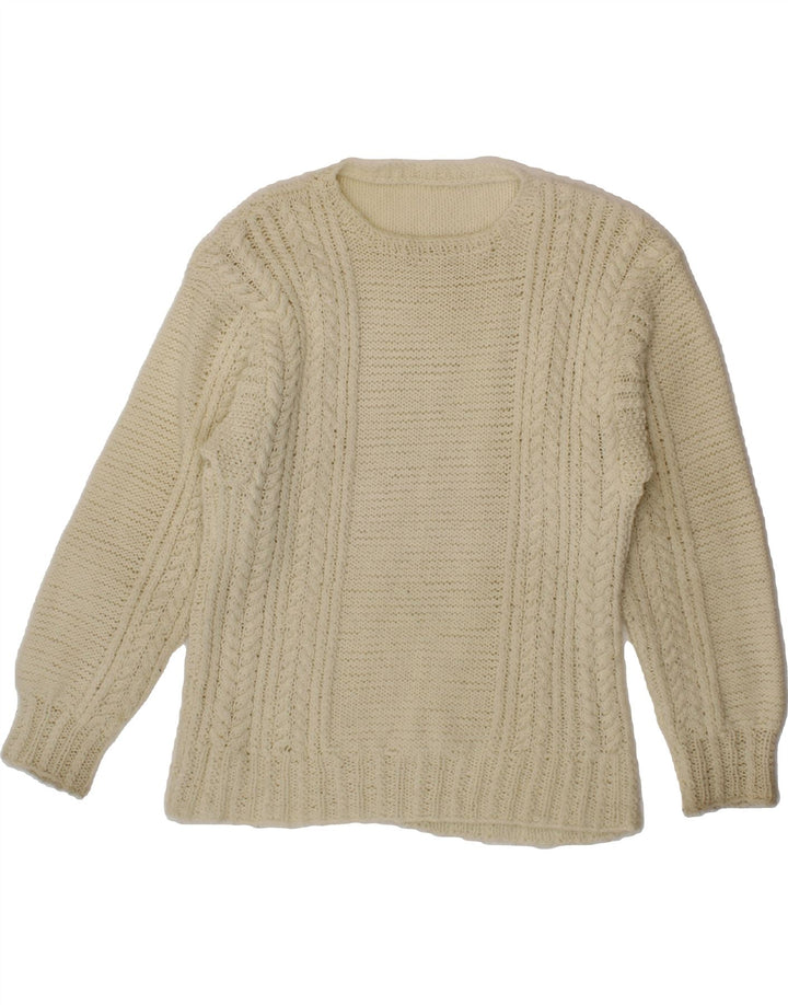 VINTAGE Womens Boat Neck Jumper Sweater UK 12 Medium Off White Vintage Vintage and Second-Hand Vintage from Messina Hembry 