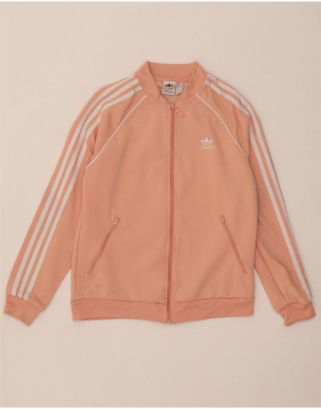 ADIDAS Damen Trainingsanzug Top Jacke UK 14 Mittelrosa Polyester